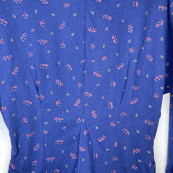 Fashion Force Vintage 80s Eclectic Mock Neck Top Geometric Primary Color Print M - Picture 3 of 9